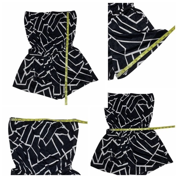 BLACK & White Geometric Print Strapless Romper - Picture 11 of 11
